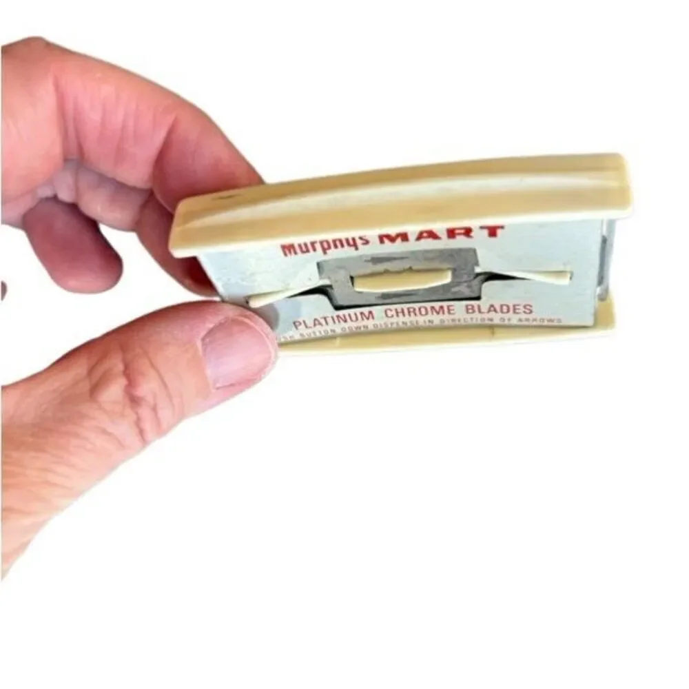 Murphy’s Mart Vintage Platinum Chrome Double Edged Blades Dispenser-1 New